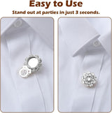 Rhinestone Button Cover 5 Pcs Golden Crystal Cover for Women Blouses Detachable Shirt Clips Buttons Crystal Fancy Buttons for Dress Suit Jeans Clothing DIY Holiday Decoration Embellishments Silver - 45-Degree Angle
