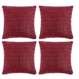 1611 4 Packs Burgundy Decorative Throw Pillow Covers 16x16 Inch for Living Room Couch Bed, Holiday Christmas Home Decor Gift, Soft Plush Corduroy Cute Square Accent Cushion Case 40x40 cm