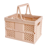 Foldable Storage Baskets with Handle, Portable Shower Basket, Vegetable Fruit Storage Organizers Box, Multifunctional Shopping Basket Outdoor Picnic Basket for Home, Picnic, Shopping Coffee - Front View