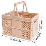 Foldable Storage Baskets with Handle, Portable Shower Basket, Vegetable Fruit Storage Organizers Box, Multifunctional Shopping Basket Outdoor Picnic Basket for Home, Picnic, Shopping Green - Front View