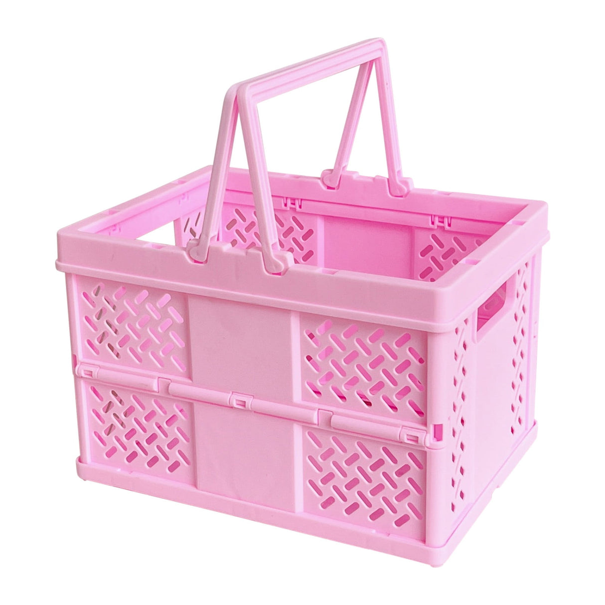 Foldable Storage Baskets with Handle, Portable Shower Basket, Vegetable Fruit Storage Organizers Box, Multifunctional Shopping Basket Outdoor Picnic Basket for Home, Picnic, Shopping Pink