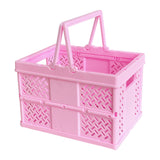 Foldable Storage Baskets with Handle, Portable Shower Basket, Vegetable Fruit Storage Organizers Box, Multifunctional Shopping Basket Outdoor Picnic Basket for Home, Picnic, Shopping Pink