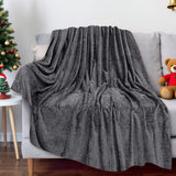 Christmas Solid Color Blanket, 59x39" Soft Warm Throw Blanket, Light-weight Plush Throw Blanket for Bed Sofa Camping Airplane Holiday Gray