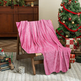 Christmas Solid Color Blanket, 59x39" Soft Warm Throw Blanket, Light-weight Plush Throw Blanket for Bed Sofa Camping Airplane Holiday Pink