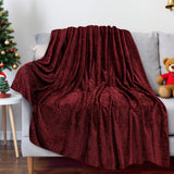 Christmas Solid Color Blanket, 59x39" Soft Warm Throw Blanket, Light-weight Plush Throw Blanket for Bed Sofa Camping Airplane Holiday Wine
