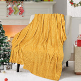 Christmas Solid Color Blanket, 59x39" Soft Warm Throw Blanket, Light-weight Plush Throw Blanket for Bed Sofa Camping Airplane Holiday Yellow