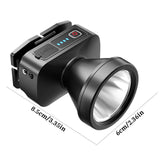Rechargeable LED Headlamp, LED Spotlight Flashlight Outdoor, Long Lasting Large Waterproof Spot Light, Outdoor Fishing Night Fishing Lamp, Camping Light, for Hunting Boating Camping Black - Side View