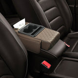 Car Center Console Armrest Pillow, Memory Foam Auto Armrest Box Cover with Cup Holder and Phone Holder, Waterproof Leather Arm Rest Protector Cushion, Car Tissue Box, Interior Car Accessories Coffee