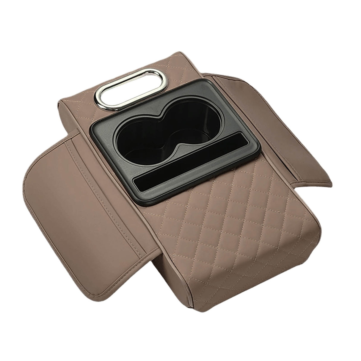 Car Center Console Armrest Pillow, Memory Foam Auto Armrest Box Cover with Cup Holder and Phone Holder, Waterproof Leather Arm Rest Protector Cushion, Car Tissue Box, Interior Car Accessories Wine