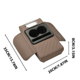 Car Center Console Armrest Pillow, Memory Foam Auto Armrest Box Cover with Cup Holder and Phone Holder, Waterproof Leather Arm Rest Protector Cushion, Car Tissue Box, Interior Car Accessories Wine