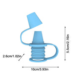 Original Water Bottle Topper, Silicone Sippy Top Spout with Protective Cap, Multifunctional Water Bottle Nozzle, 2-in-1 Water Bottle Cap, Silicone Topper for Food Pouch Blue - Side View