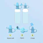 Original Water Bottle Topper, Silicone Sippy Top Spout with Protective Cap, Multifunctional Water Bottle Nozzle, 2-in-1 Water Bottle Cap, Silicone Topper for Food Pouch Blue