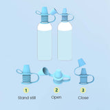 Original Water Bottle Topper, Silicone Sippy Top Spout with Protective Cap, Multifunctional Water Bottle Nozzle, 2-in-1 Water Bottle Cap, Silicone Topper for Food Pouch Blue - Rear View
