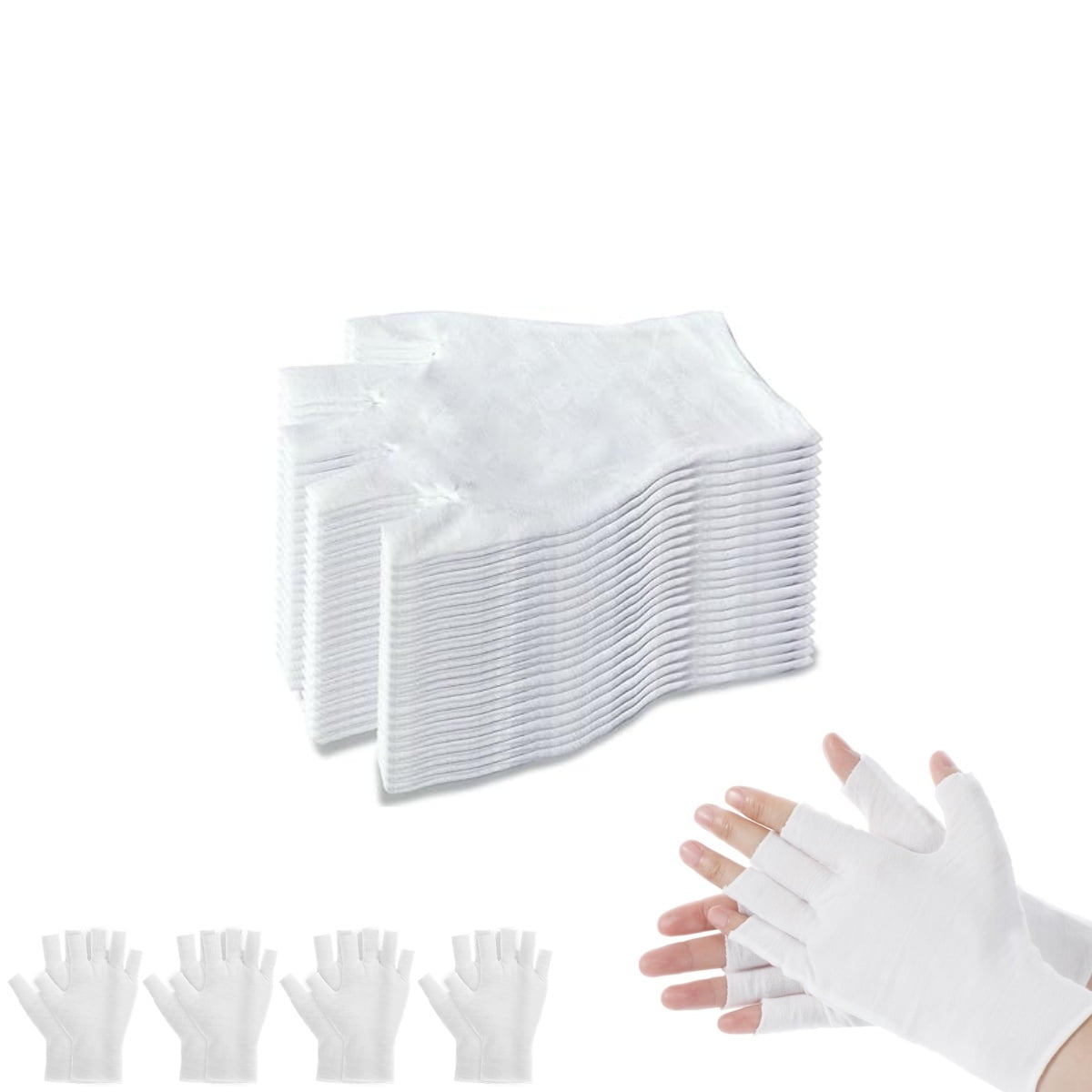 12 Pairs Cotton Gloves,Reusable Half Finger Touchscreen Gloves,7.5x3.9In Summer Sun UV Protection Gloves for Men and Women White