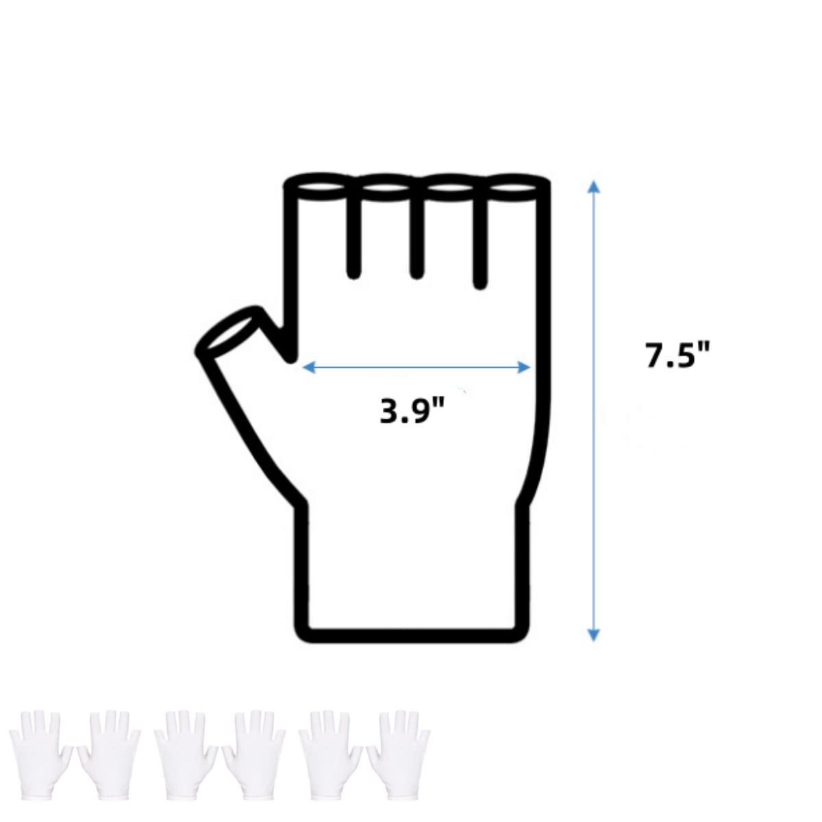 12 Pairs Cotton Gloves,Reusable Half Finger Touchscreen Gloves,7.5x3.9In Summer Sun UV Protection Gloves for Men and Women White