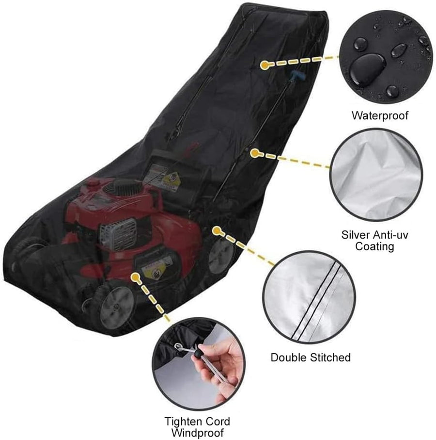 Waterproof Protective Cover,Heavy Duty Push Lawn Mower Cover,75.2x19.7x39.4In,Universal Oxford Cover Fit with Drawstring,1Pack