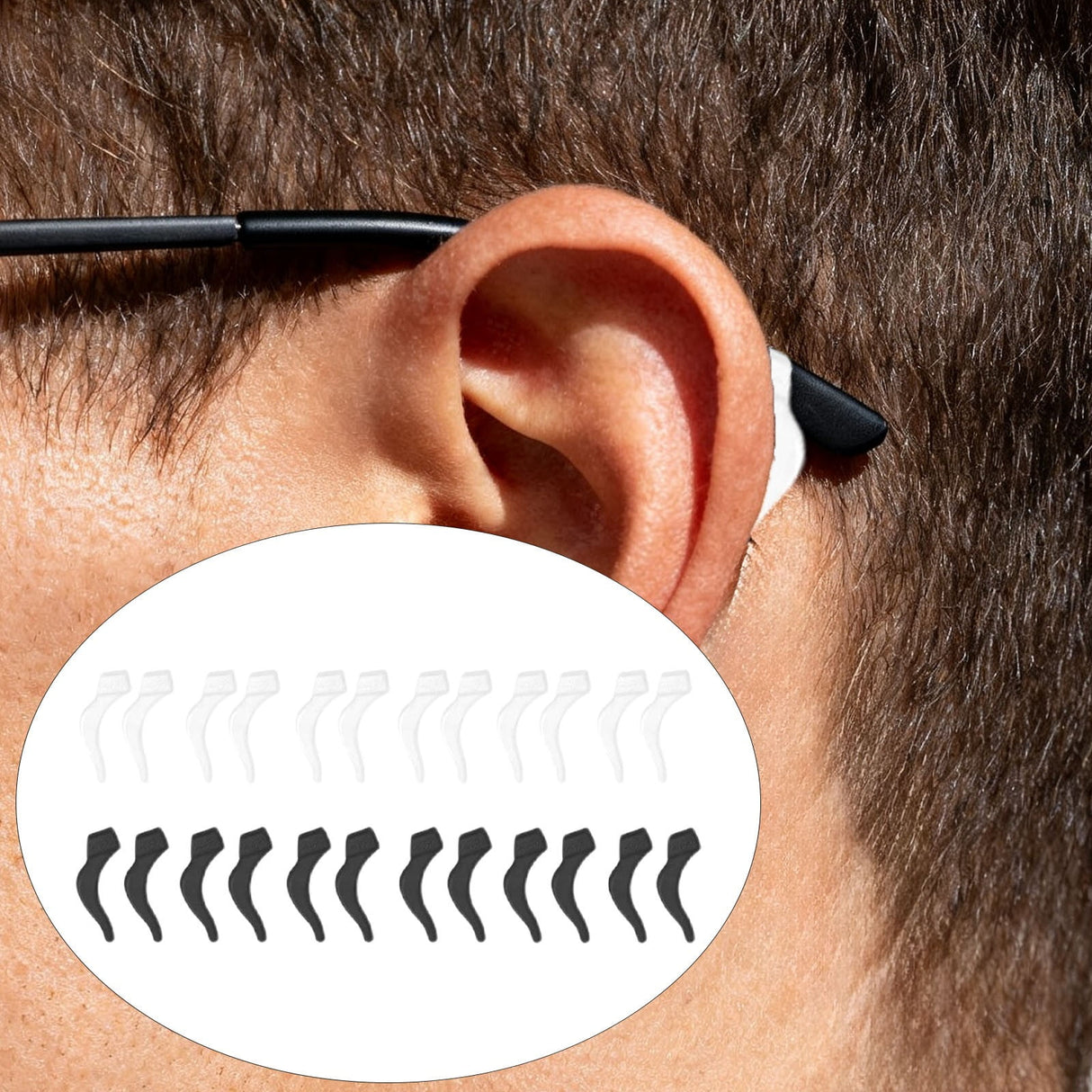 24Pcs Silicone Slip Ear Hook,Eyeglass Retainer,Anti Slip Ear Grips Hook,Comfortable and Durable Glasses Accessories for Sports,Reading,Outdoor Activities,and Daily Use A