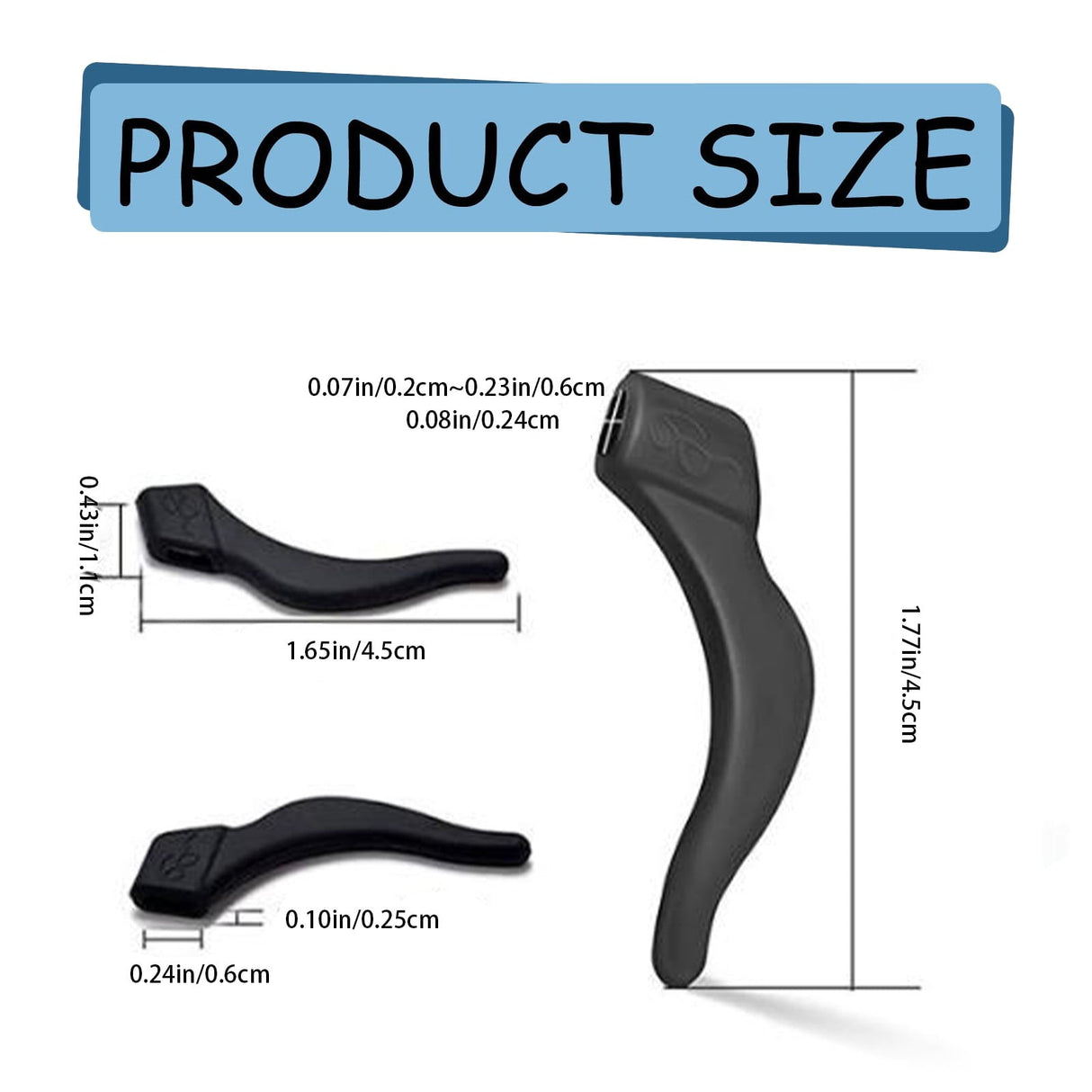 24Pcs Silicone Slip Ear Hook,Eyeglass Retainer,Anti Slip Ear Grips Hook,Comfortable and Durable Glasses Accessories for Sports,Reading,Outdoor Activities,and Daily Use,A I