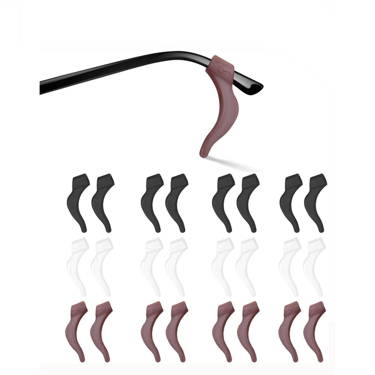 24Pcs Silicone Slip Ear Hook,Eyeglass Retainer,Anti Slip Ear Grips Hook,Comfortable and Durable Glasses Accessories for Sports,Reading,Outdoor Activities,and Daily Use,A I