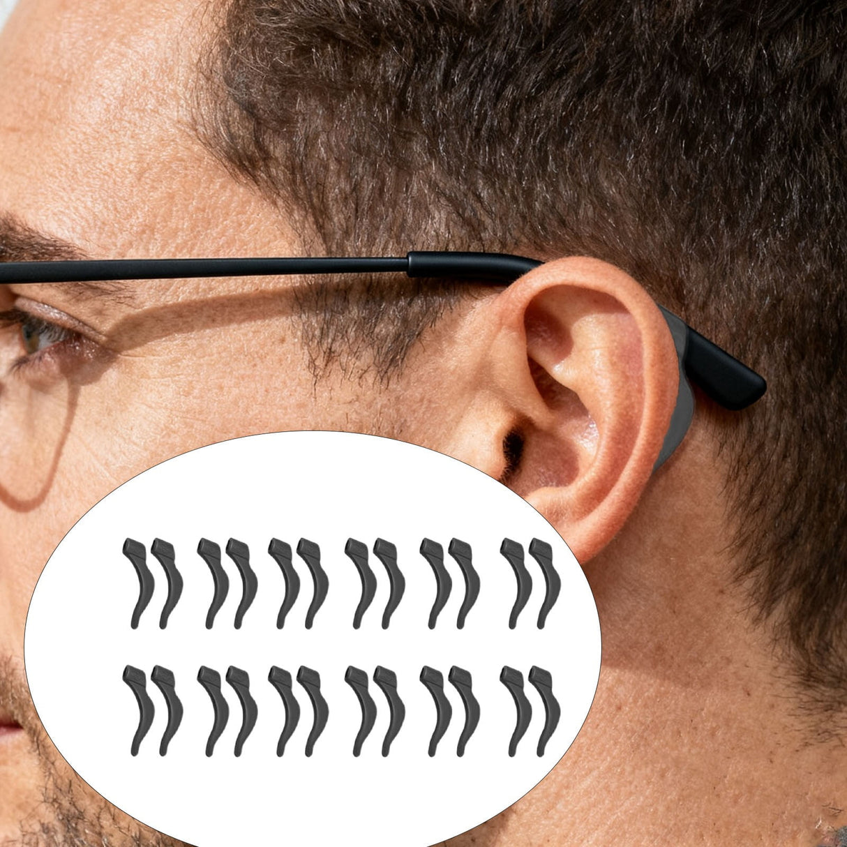 24Pcs Silicone Slip Ear Hook,Eyeglass Retainer,Anti Slip Ear Grips Hook,Comfortable and Durable Glasses Accessories for Sports,Reading,Outdoor Activities,and Daily Use,A J
