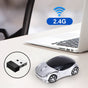 2.4G Wireless Mouse, Cute Car Mouse, 2.4G Wireless (10m Range) and USB Plug and Play, 1200DPI Optical Tracking, for PC Computer Laptop Tablet, with LED Light Silver