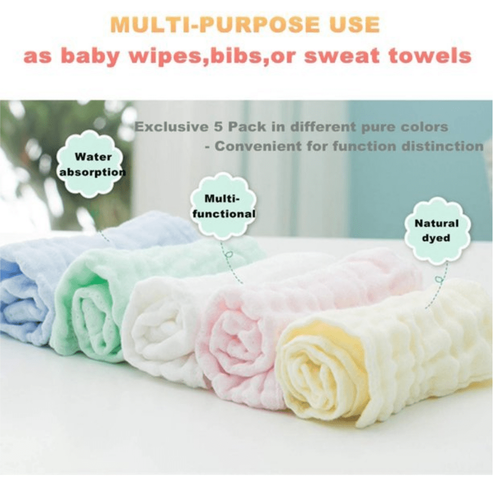 10PCS Muslin Cotton Baby Towel Soft Baby Bath Towel Multicolor Newborn Washcloths and Towels Multicolor