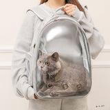 Pet Backpack Carrier, Transparent Space Capsule Pet Backpack Bag with Straps, Breathable Pet Carrier for Traveling Walking Hiking Outdoor Activities A - Front View