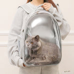 Pet Backpack Carrier, Transparent Space Capsule Pet Backpack Bag with Straps, Breathable Pet Carrier for Traveling Walking Hiking Outdoor Activities E