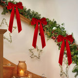 16 Pcs Christmas Velvet Bows for Christmas Tree, Rustic Wreath Gift Bows, Burgundy Christmas Ornaments, for Xmas Farmhouse Tree Garland DIY Craft Wrapping Decorative Red