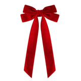 16 Pcs Christmas Velvet Bows for Christmas Tree, Rustic Wreath Gift Bows, Burgundy Christmas Ornaments, for Xmas Farmhouse Tree Garland DIY Craft Wrapping Decorative Red - Rear View