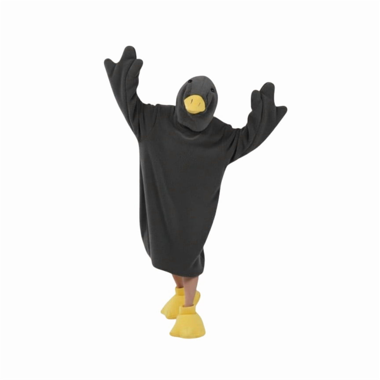 Goose Blanket Hoodie Onesie, Large Warm Wearable Flannel Blankets with Sleeves and Gooses Feet Slippers, for Festival Home Party Holiday Indoor XXL Gray