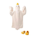 Goose Blanket Hoodie Onesie, Large Warm Wearable Flannel Blankets with Sleeves and Gooses Feet Slippers, for Festival Home Party Holiday Indoor XXL White