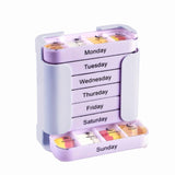 7-Day Medication Organizer, for Effortless Health Management, Large Weekly Pill Organizer with 4 Times a Day Compartments, Stackable Pill Organizer, for Vitamins and Supplements Purple