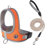 Dog Harness and Leash, No Pull Saddle Style Pet Harness, Breathable Mesh Adjustable Reflective Dog Vest, Dog Leash, for Dogs and Cat Medium Small Harness Orange,S