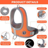 Dog Harness and Leash, No Pull Saddle Style Pet Harness, Breathable Mesh Adjustable Reflective Dog Vest, Dog Leash, for Dogs and Cat Medium Small Harness Orange,XS