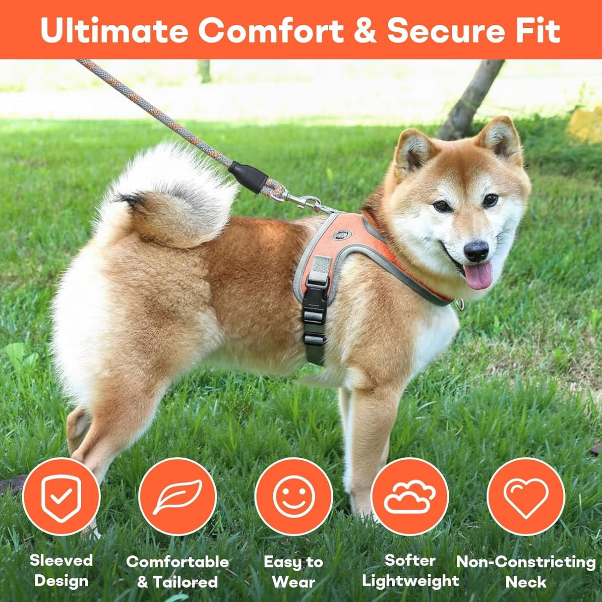 Dog Harness and Leash, No Pull Saddle Style Pet Harness, Breathable Mesh Adjustable Reflective Dog Vest, Dog Leash, for Dogs and Cat Medium Small Harness Orange,XS