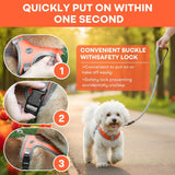 Dog Harness and Leash, No Pull Saddle Style Pet Harness, Breathable Mesh Adjustable Reflective Dog Vest, Dog Leash, for Dogs and Cat Medium Small Harness Orange,XS