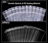 9.8x1.6" Double Ziplock PE Bags 100 Pack of Reclosable Long Plastic Bags Clear Zipper Storage Bags Home Travel Accessories