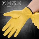 Leather Working Gloves Work Gardening Gloves Thorn Proof Garden Building Heavy Duty Utility Gripper Men Women M - Side View