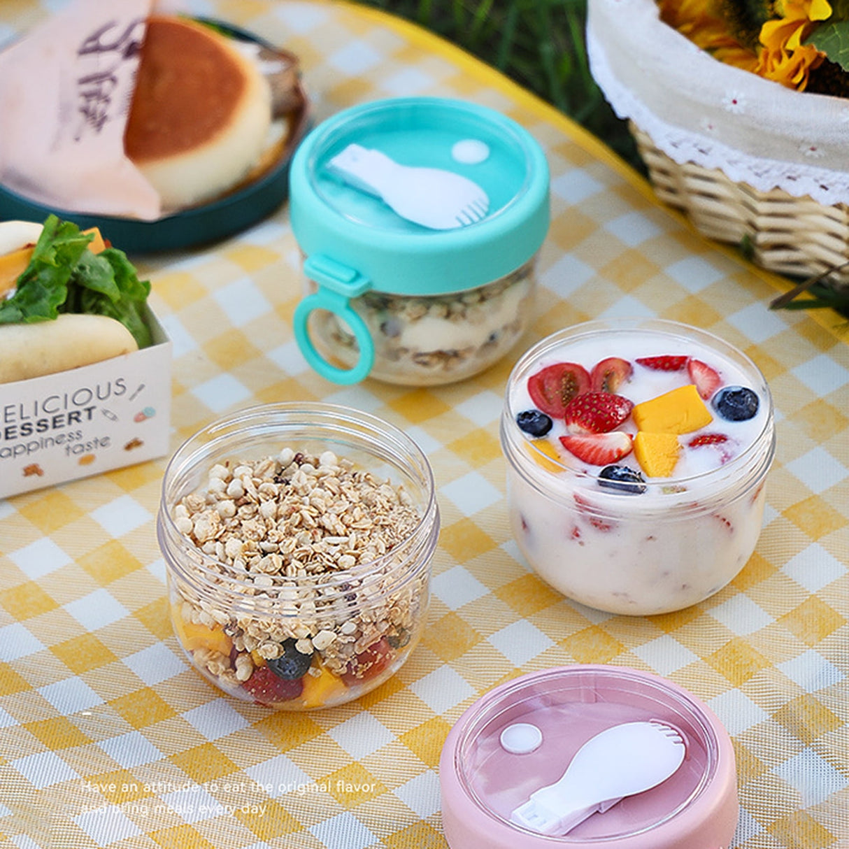 Polycarbonate White PC Leakproof Yogurt Container Pink