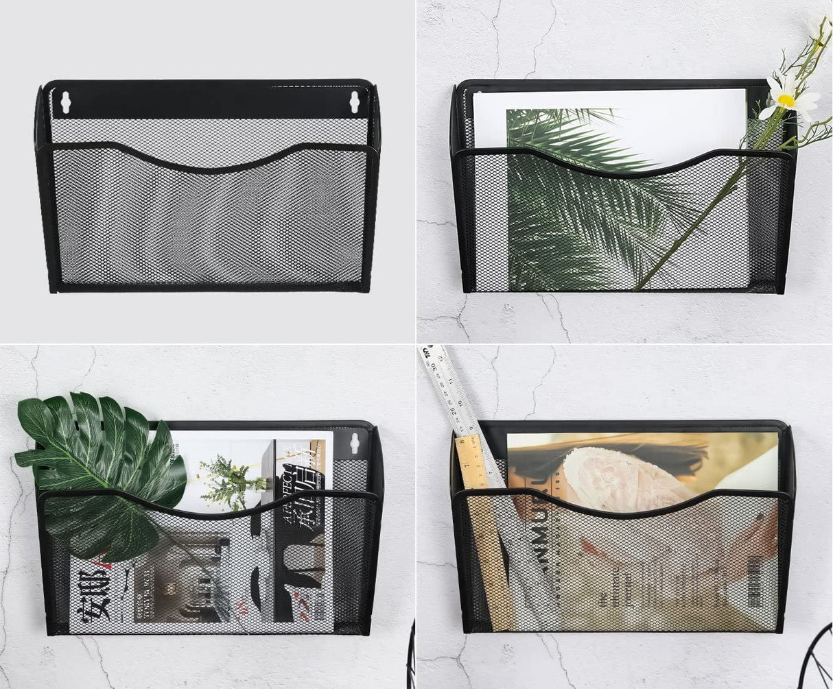 Wall Mount File Organizer Metal Letter Size Black