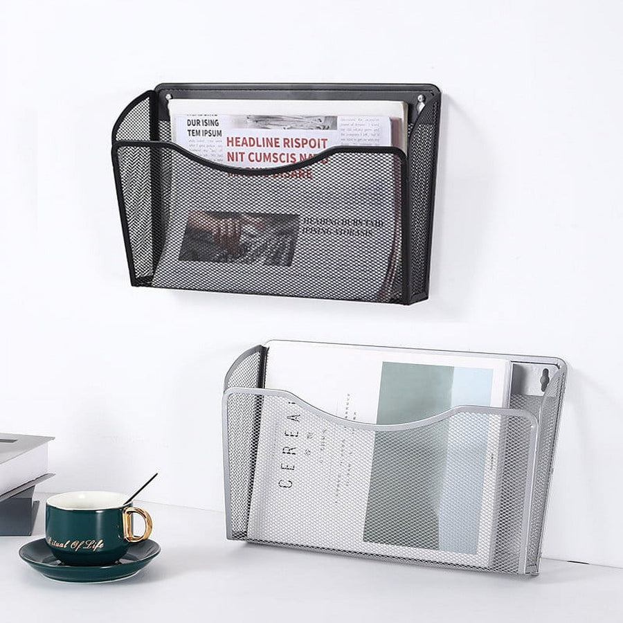 Wall Mount File Organizer Metal Letter Size Black