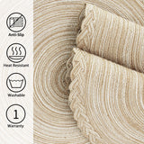 Braided Placemats for Dining Table Set of 6 - Round 15 inch Woven Heat Resistant Non-Slip Kitchen Table Mats, Red Light Coffee - Side View