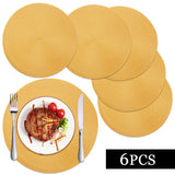 Braided Placemats for Dining Table Set of 6 - Round 15 inch Woven Heat Resistant Non-Slip Kitchen Table Mats, Red Yellow