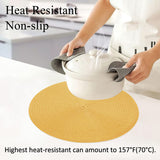 Braided Placemats for Dining Table Set of 6 - Round 15 inch Woven Heat Resistant Non-Slip Kitchen Table Mats, Red Yellow - Rear View