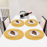Braided Placemats for Dining Table Set of 6 - Round 15 inch Woven Heat Resistant Non-Slip Kitchen Table Mats, Red Yellow - Low Angle
