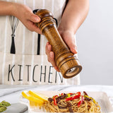 Oak Wood Salt and Pepper Grinder Set: Premium Mills Shakers with Adjustable Coarseness (Set of 2) - 5inch