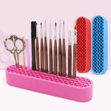 Makeup Beauty Brush Holder Organizer, Lipstick Holder Case Silicone Nail Polish Storage Rack Professional Cosmetic Display Box Red
