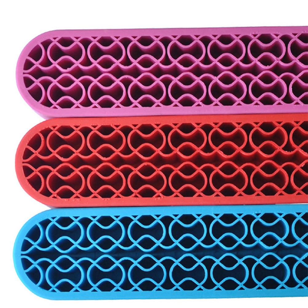Makeup Beauty Brush Holder Organizer, Lipstick Holder Case Silicone Nail Polish Storage Rack Professional Cosmetic Display Box Red