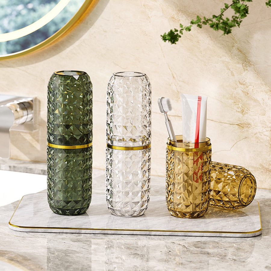 Toothbrush Box Large Capacity Light Luxury Portable Travel Toothbrush Toothpaste Holder Case for Bathroom Clear